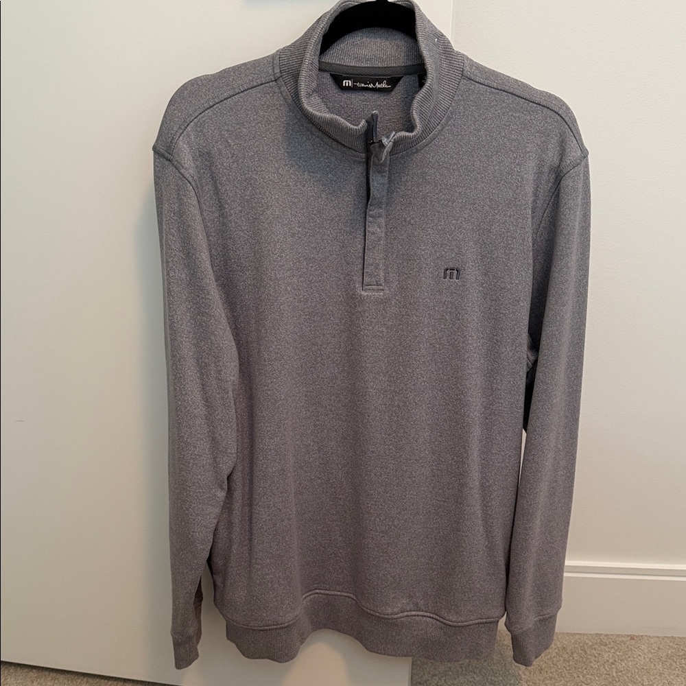 Travis Mathew Men's Heather Gray Quarter-Zip Sweater